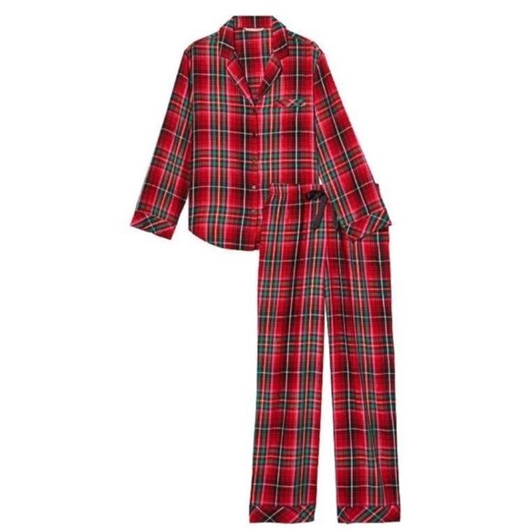 Victoria's Secret Other - Victoria Secret S Christmas Holiday Red Green Metallic Plaid PJ Top Bottom Set